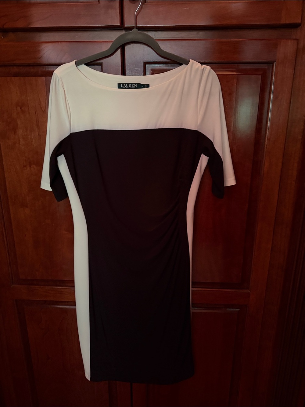 Lauren Ralph Lauren Black and White Colorblock Midi Dress